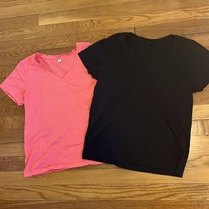 Pink and Black V neck Uniqlo shirts